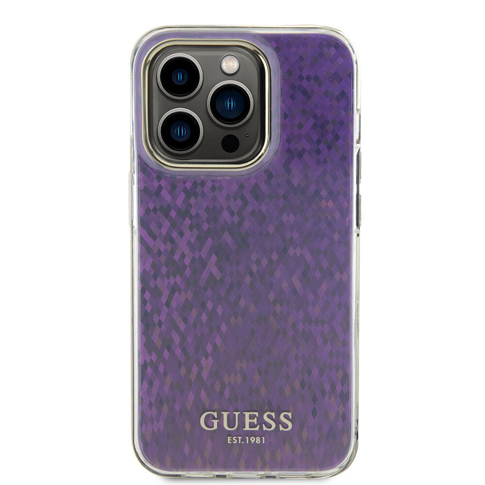 Skyddsfodral för Apple iPhone 15 Pro Max, Guess, IML Faceted Mirror Disco Iridescent, Rosa