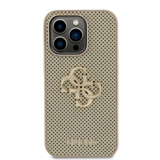 Fodral för Apple iPhone 15 Pro Max, Guess, Perforated 4G, Guld