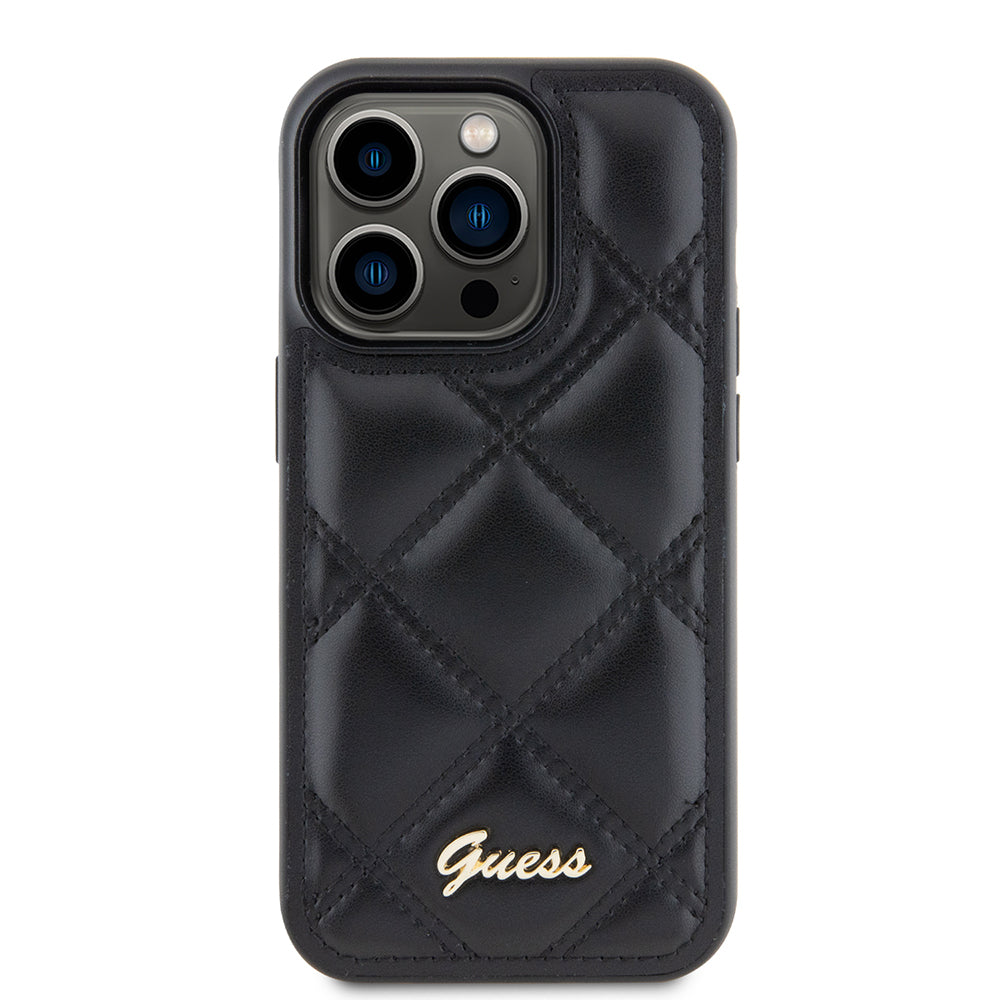 Fodral för Apple iPhone 15 Pro Max, Guess, Quilted Metal Logo, Svart