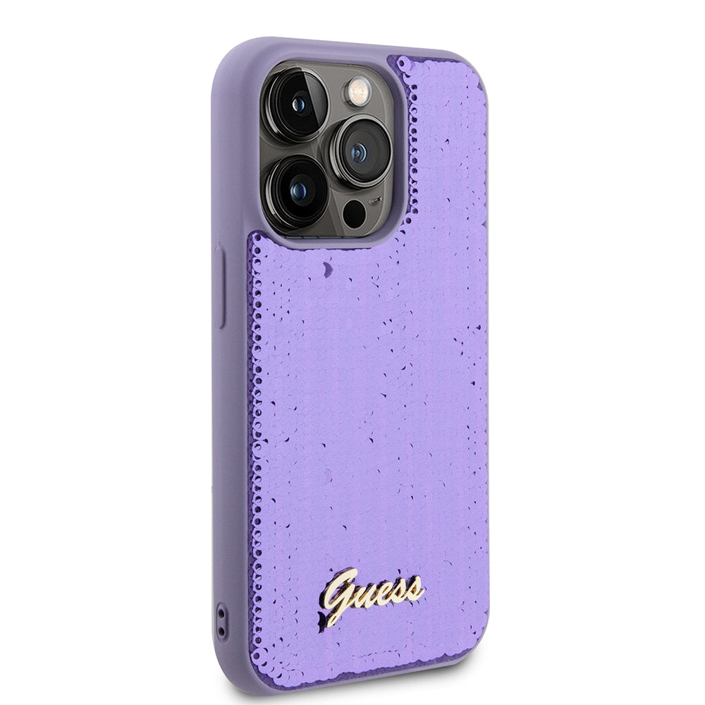 Fodral för Apple iPhone 15 Pro Max, Guess, Sequin Script Metal, Lila