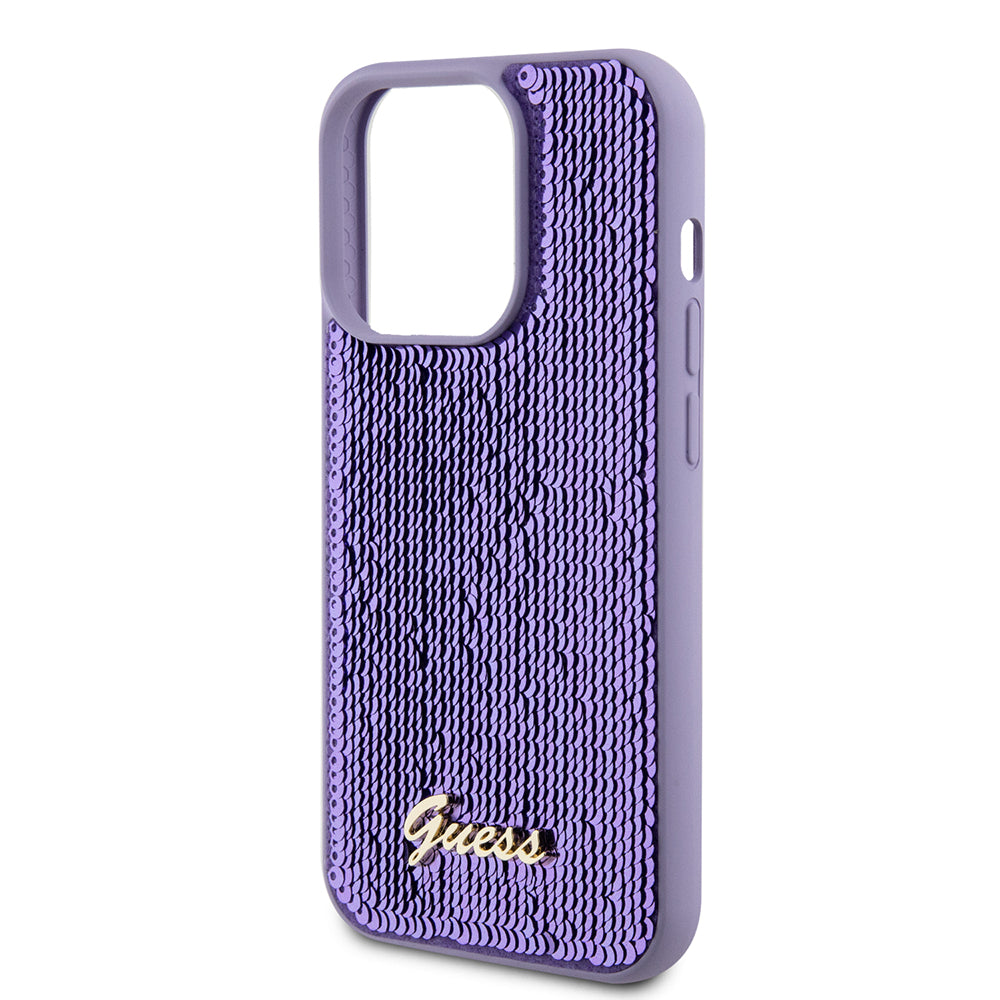 Fodral för Apple iPhone 15 Pro Max, Guess, Sequin Script Metal, Lila