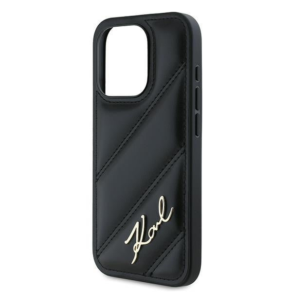Fodral för Apple iPhone 15 Pro Max, Karl Lagerfeld, Diagonal Quilted Script, Svart
