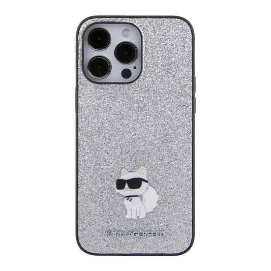 Fodral för Apple iPhone 15 Pro Max, Karl Lagerfeld, Glitter Fixed Choupette Logo, Silver