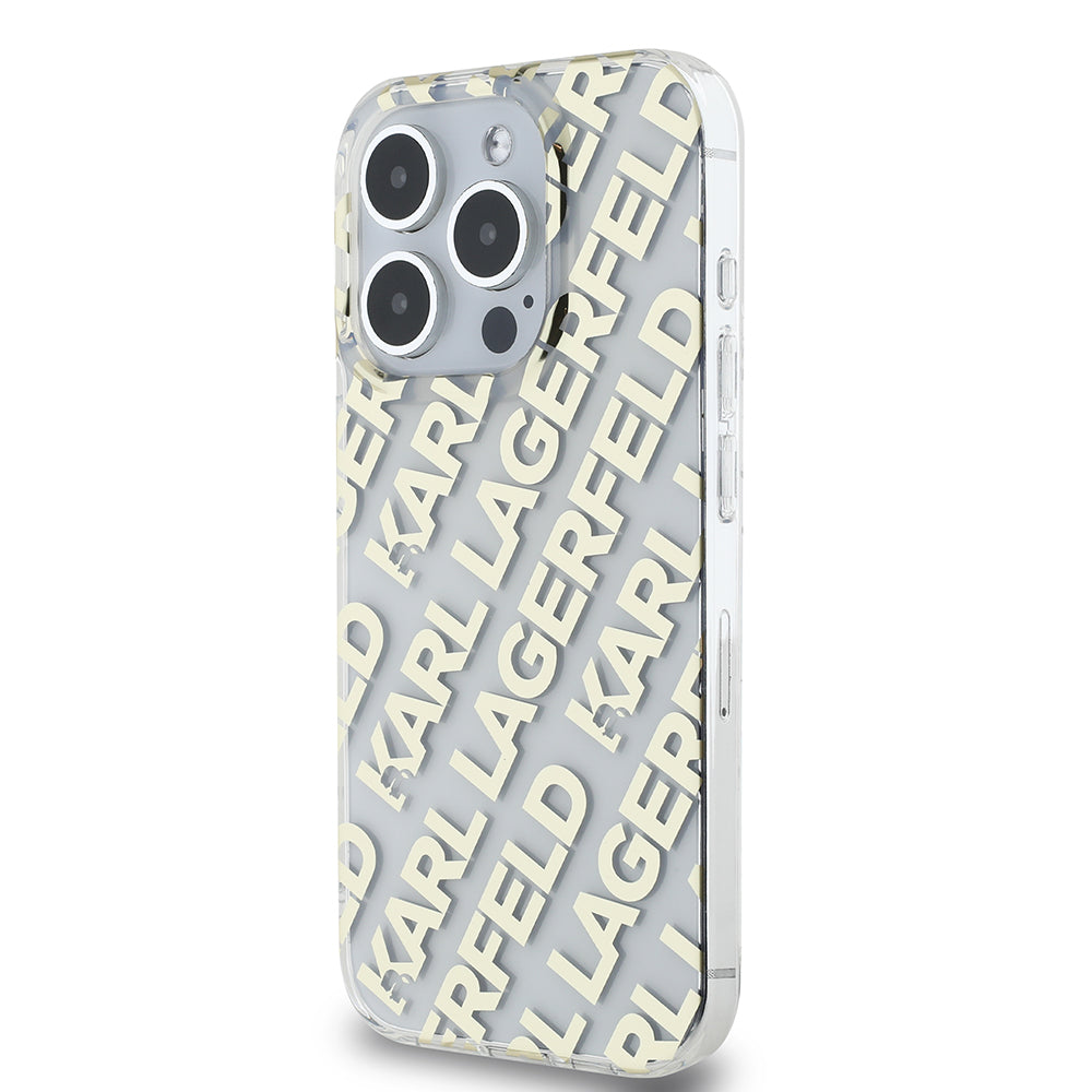 Skyddsfodral för Apple iPhone 15 Pro Max, Karl Lagerfeld, IML Luxury Gold Fullover Logo, Guld