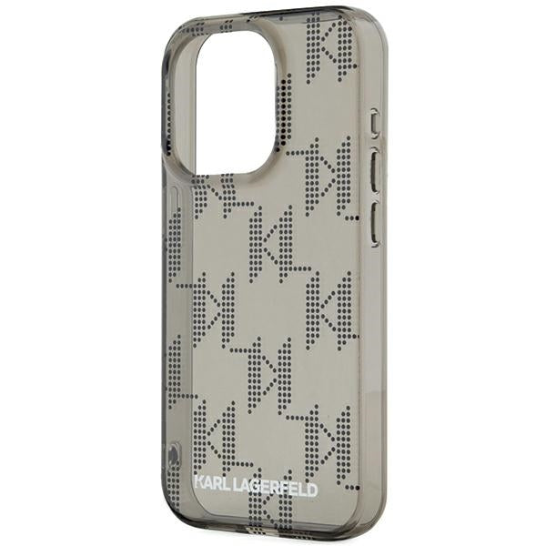 Fodral för Apple iPhone 15 Pro Max, Karl Lagerfeld, IML Luxury Monogram KL Pattern with Strap, Svart