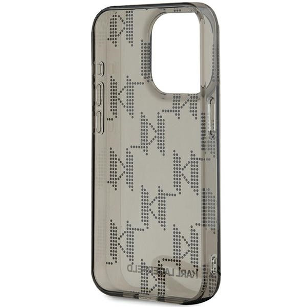 Fodral för Apple iPhone 15 Pro Max, Karl Lagerfeld, IML Luxury Monogram KL Pattern with Strap, Svart