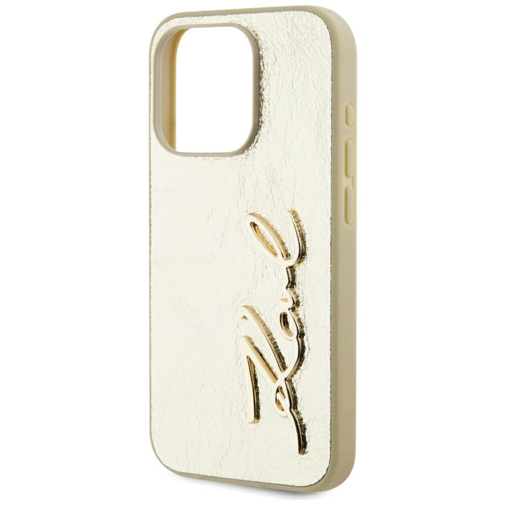 Fodral för Apple iPhone 15 Pro Max, Karl Lagerfeld, Metal Signature, Guld