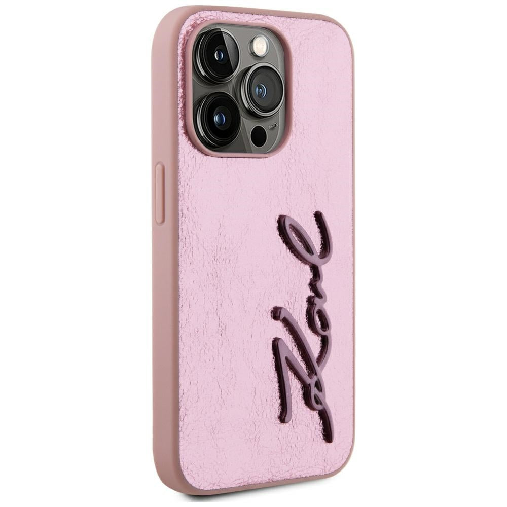 Case for Apple iPhone 15 Pro Max, Karl Lagerfeld, Metal Signature, Pink