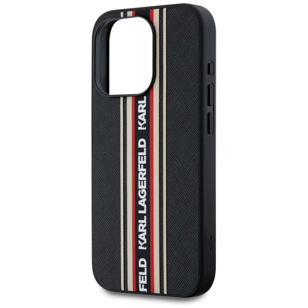Fodral för Apple iPhone 15 Pro Max, Karl Lagerfeld, Saffiano Athleisure Stripes with Strap, Rosie