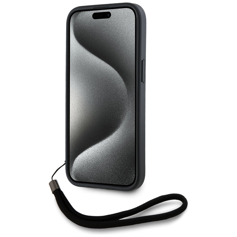 Fodral för Apple iPhone 15 Pro Max, Karl Lagerfeld, Saffiano Athleisure Stripes with Strap, Rosie