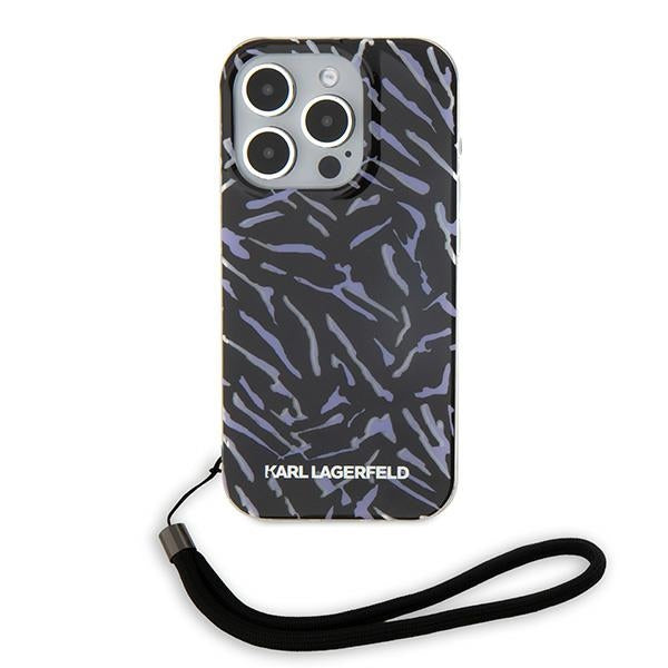 Fodral för Apple iPhone 15 Pro Max, Karl Lagerfeld, Zebra with Cord Strap, Lila