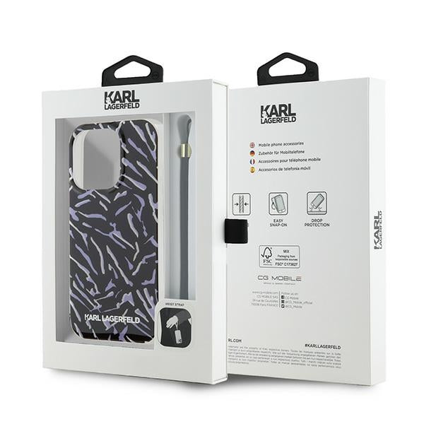 Fodral för Apple iPhone 15 Pro Max, Karl Lagerfeld, Zebra with Cord Strap, Lila