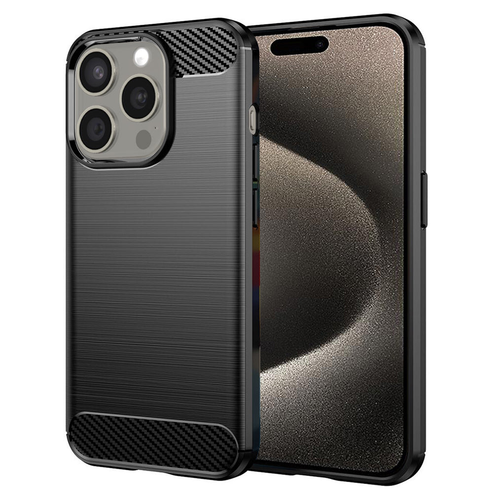 Fodral för Apple iPhone 15 Pro Max, Techsuit, Kolfiber, Svart