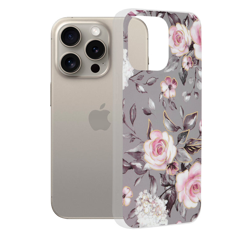 Fodral för Apple iPhone 15 Pro Max, Techsuit, Marble, Grå
