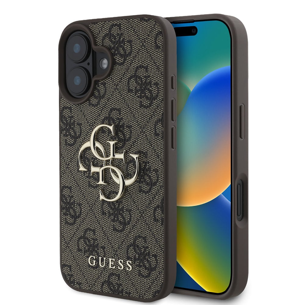 Skyddsfodral för Apple iPhone 16, Guess, 4G Big Logo, Brun