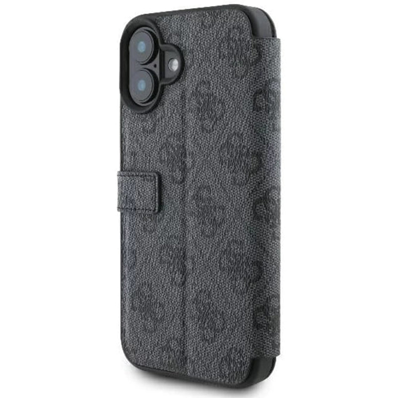 Fodral för Apple iPhone 16, Guess, 4G Book, Svart