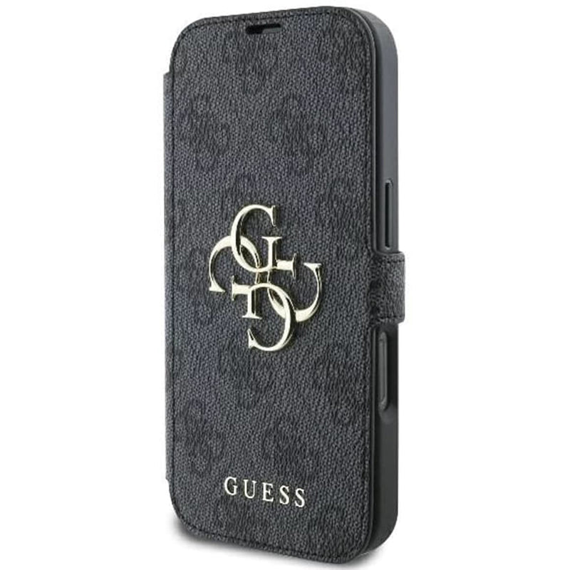 Fodral för Apple iPhone 16, Guess, 4G Book, Svart