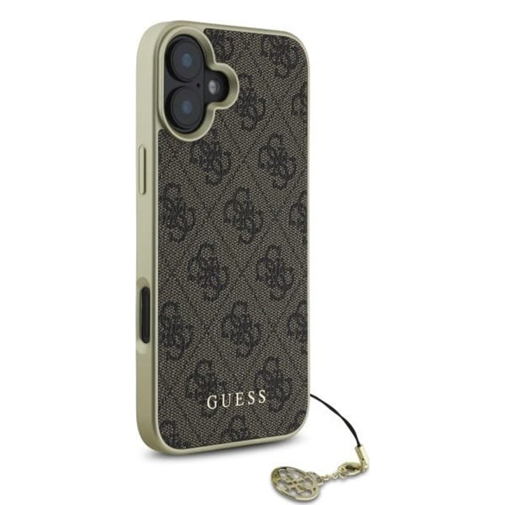 Skyddsfodral för Apple iPhone 16, Guess, 4G Charm, Brun
