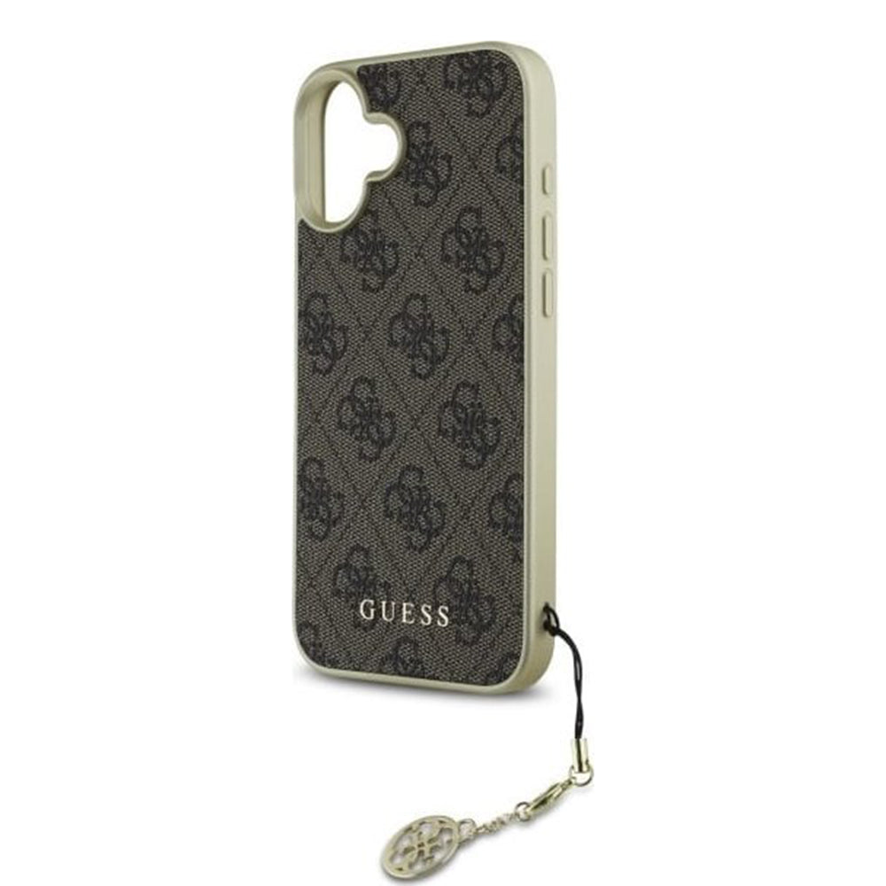 Skyddsfodral för Apple iPhone 16, Guess, 4G Charm, Brun