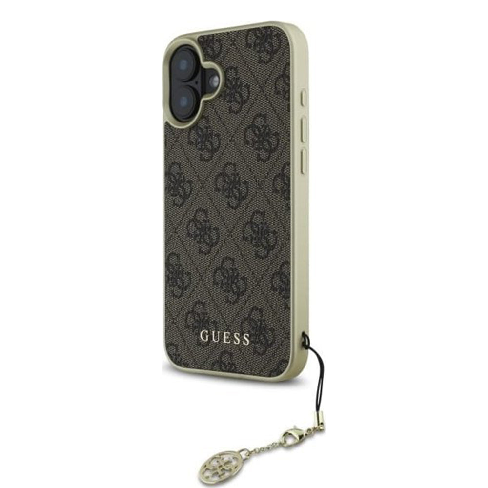 Skyddsfodral för Apple iPhone 16, Guess, 4G Charm, Brun