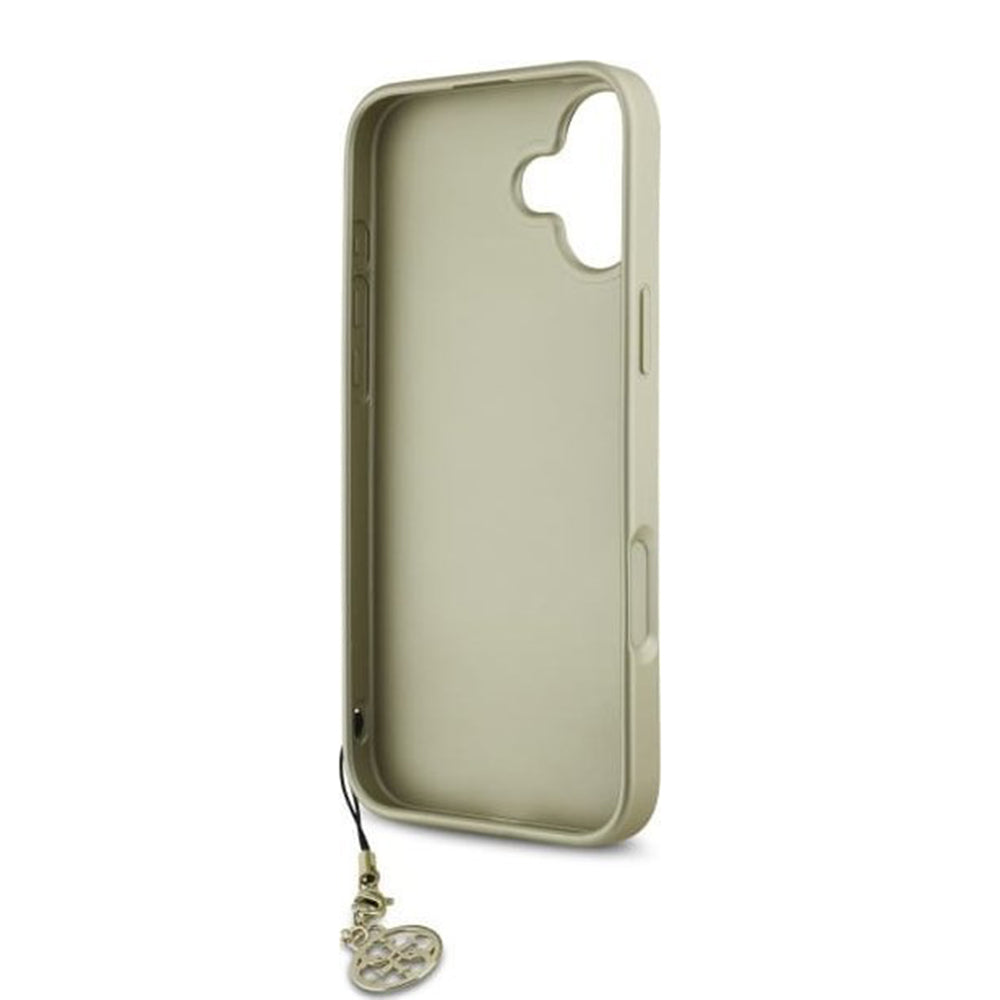Skyddsfodral för Apple iPhone 16, Guess, 4G Charm, Brun