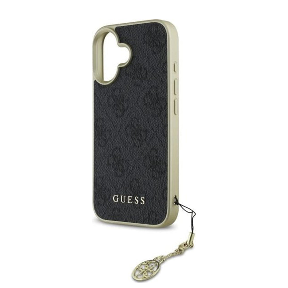Fodral för Apple iPhone 16, Guess, 4G Charm, Svart