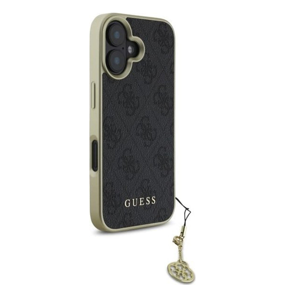 Fodral för Apple iPhone 16, Guess, 4G Charm, Svart