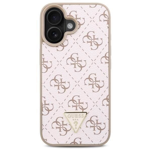 Skyddsfodral för Apple iPhone 16, Guess, 4G Triangle Logo, Vit