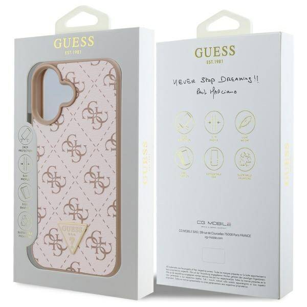 Skyddsfodral för Apple iPhone 16, Guess, 4G Triangle Logo, Vit