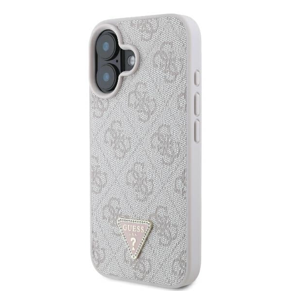 Fodral för Apple iPhone 16, Guess, Crossbody 4G Triangle Strass, Blå