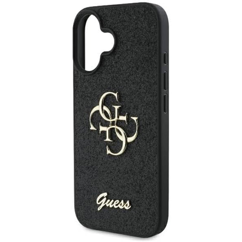 Skyddsfodral för Apple iPhone 16, Guess, Fixed Glitter Big 4G, Svart