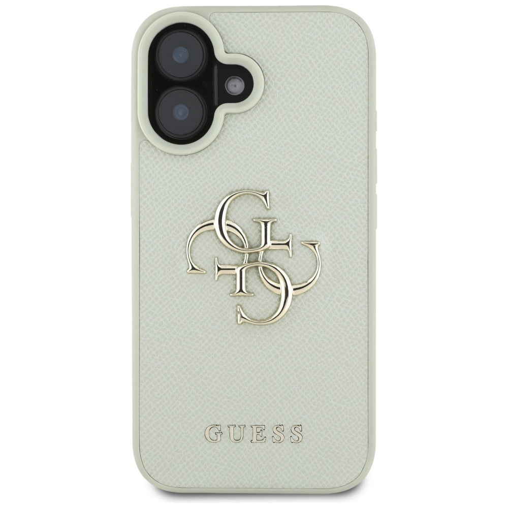 Skyddsfodral för Apple iPhone 16, Guess, Grained Big 4G Logo Small Classic Logo, Grön