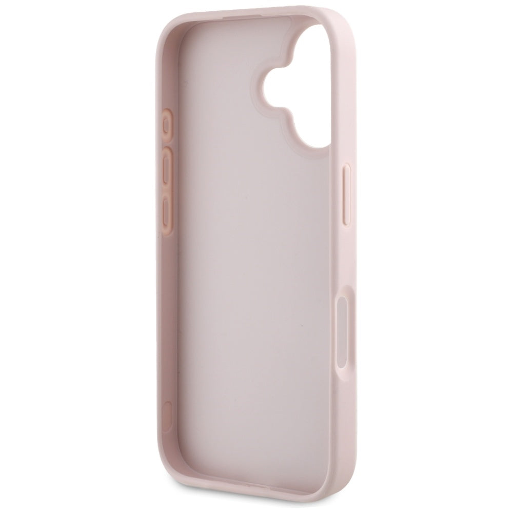 Fodral för Apple iPhone 16, Guess, Hot Stamp 4G Pattern Triangle Logo, Rosa