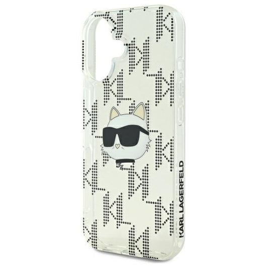 Fodral för Apple iPhone 16, Karl Lagerfeld, IML Luxury Electroplated Choupette's Head, Transparent