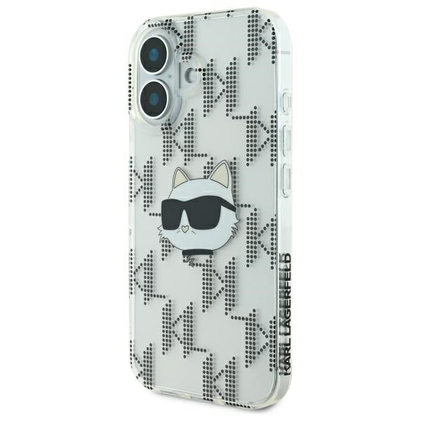 Fodral för Apple iPhone 16, Karl Lagerfeld, IML Luxury Electroplated Choupette's Head, Transparent