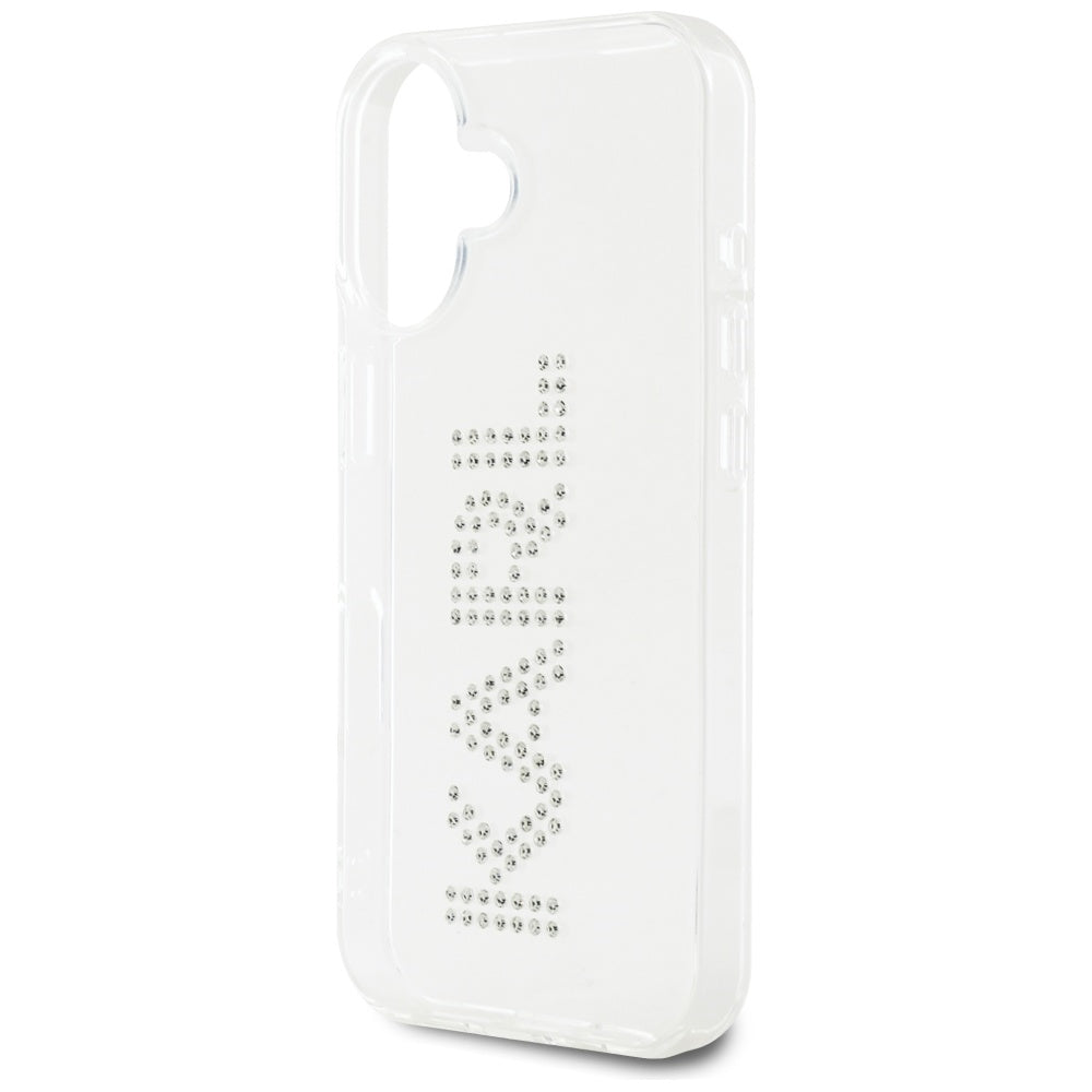 Skyddsfodral för Apple iPhone 16, Karl Lagerfeld, IML Rhinestones Transparent Logo, Transparent