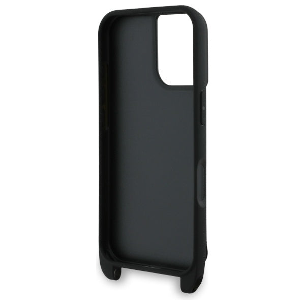 Fodral för Apple iPhone 16, Karl Lagerfeld, Saffiano Crossbody Metal Pin Karl & Choupette, Vit
