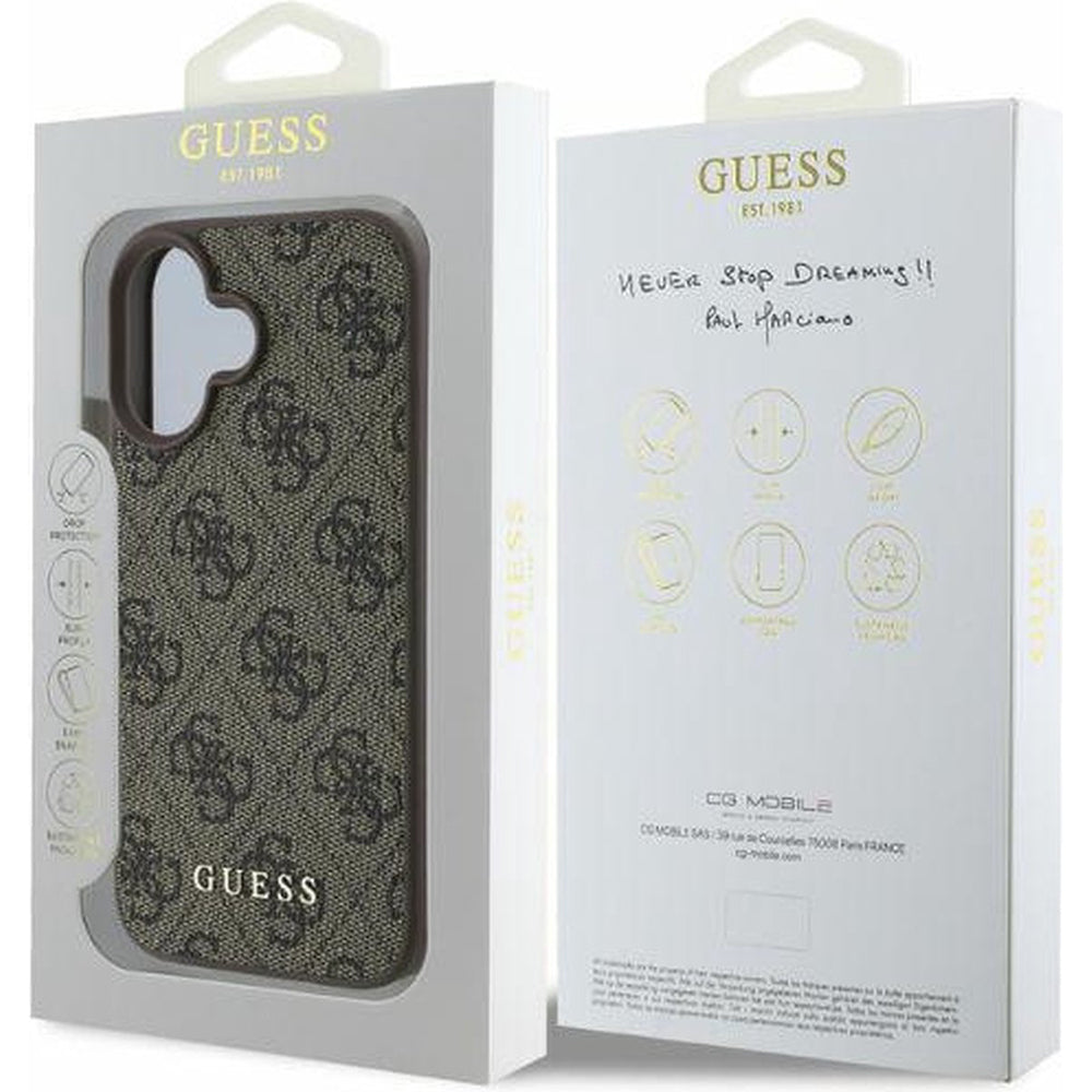 Fodral för Apple iPhone 16 Plus, Guess, 4G Classic, Brun