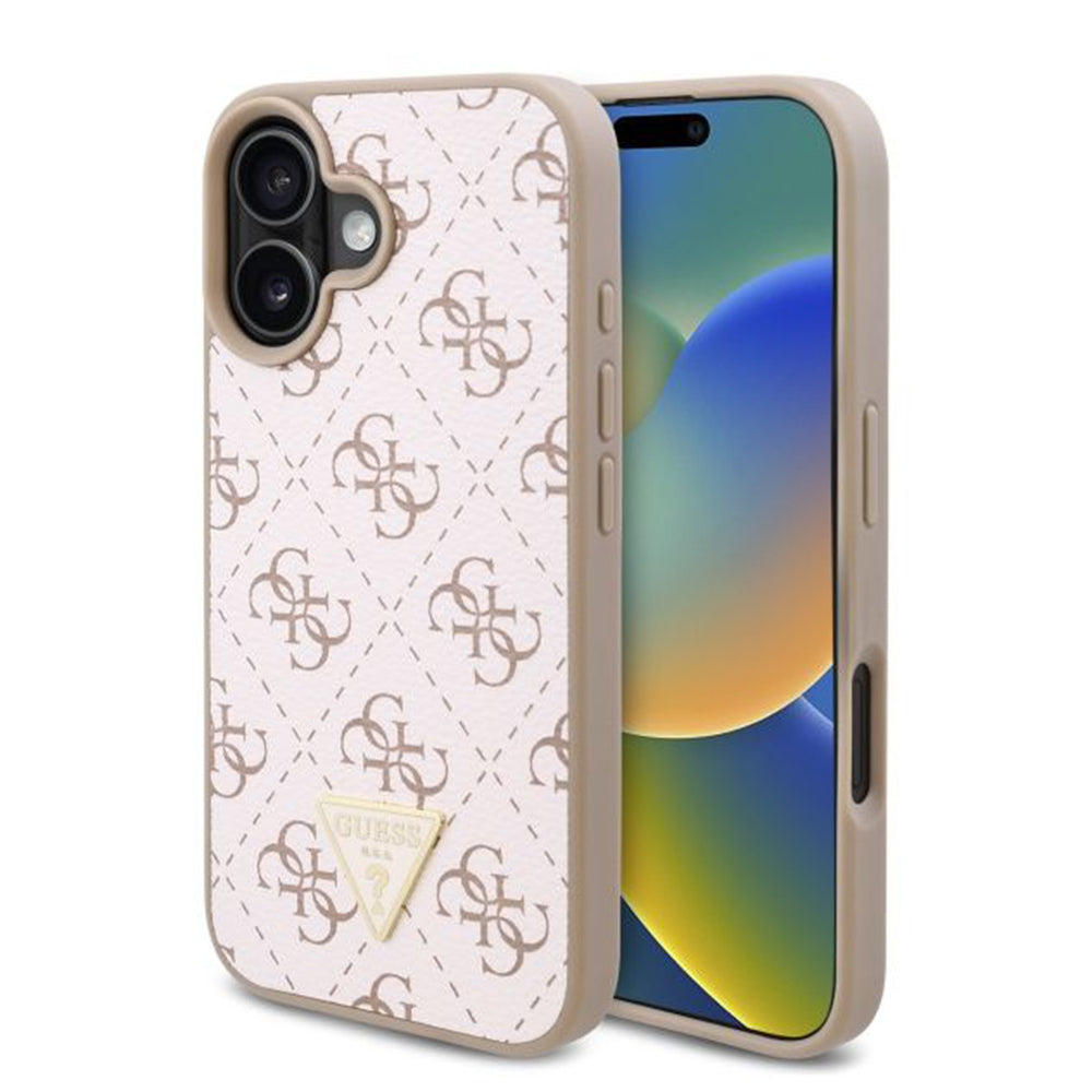 Case for Apple iPhone 16 Plus, Guess, 4G Triangle Logo, White