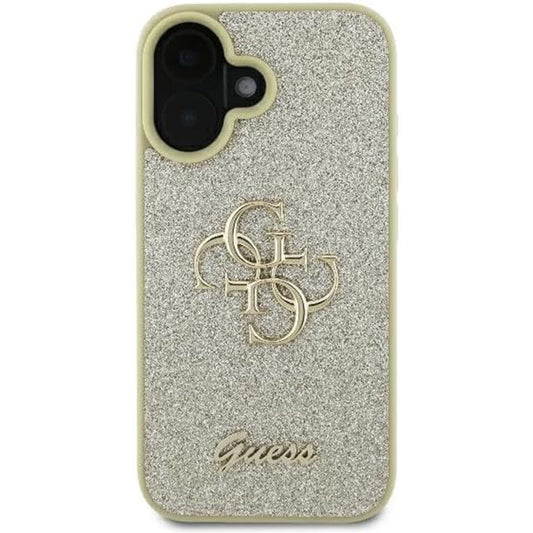 Skyddsfodral för Apple iPhone 16 Plus, Guess, Fixed Glitter Big 4G, Guld