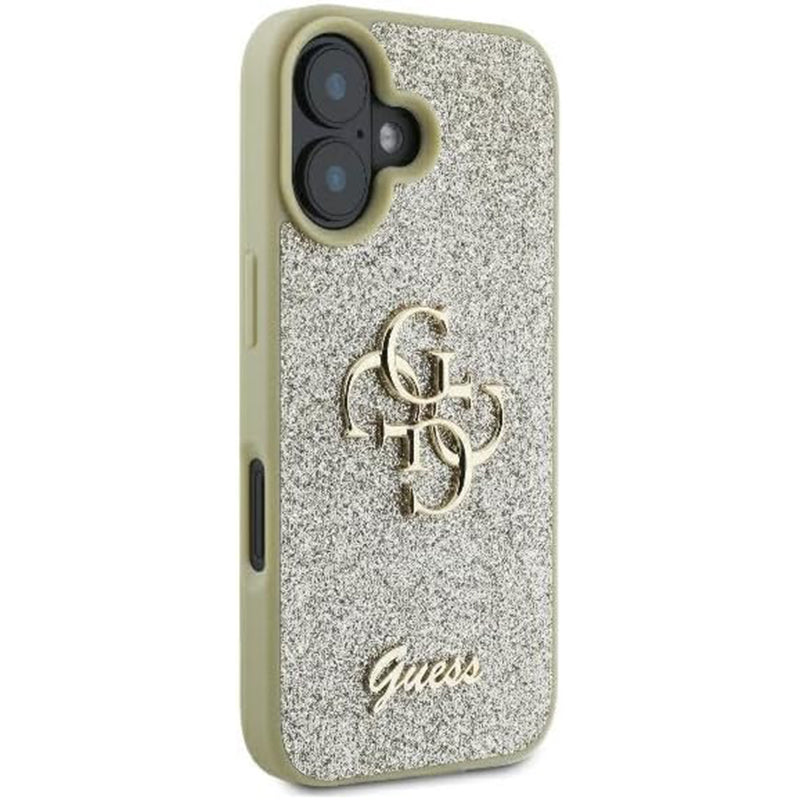 Skyddsfodral för Apple iPhone 16 Plus, Guess, Fixed Glitter Big 4G, Guld