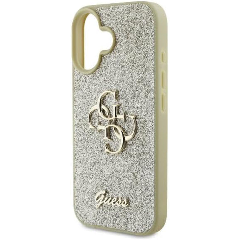 Skyddsfodral för Apple iPhone 16 Plus, Guess, Fixed Glitter Big 4G, Guld