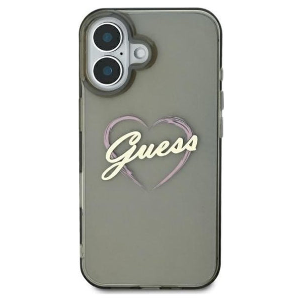 Case for Apple iPhone 16 Plus, Guess, IML Heart, Black