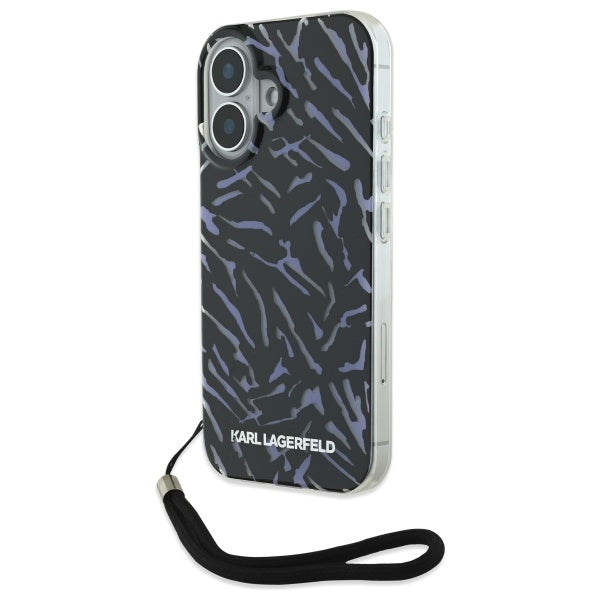 Skyddsfodral för Apple iPhone 16 Plus, Karl Lagerfeld, Zebra med snoddrem, Lila