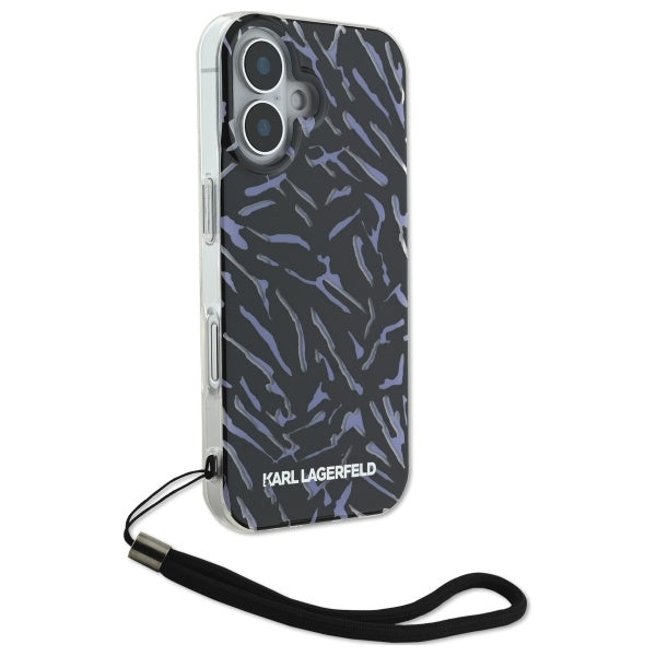 Skyddsfodral för Apple iPhone 16 Plus, Karl Lagerfeld, Zebra med snoddrem, Lila
