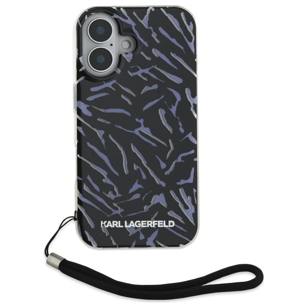 Skyddsfodral för Apple iPhone 16 Plus, Karl Lagerfeld, Zebra med snoddrem, Lila