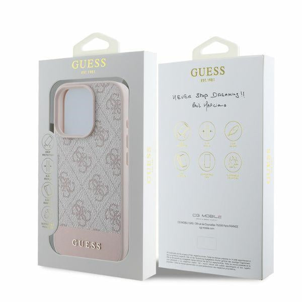 Case for Apple iPhone 16 Pro, Guess, 4G Bottom Stripe, Pink