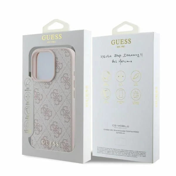 Fodral för Apple iPhone 16 Pro, Guess, 4G Classic, Rosa