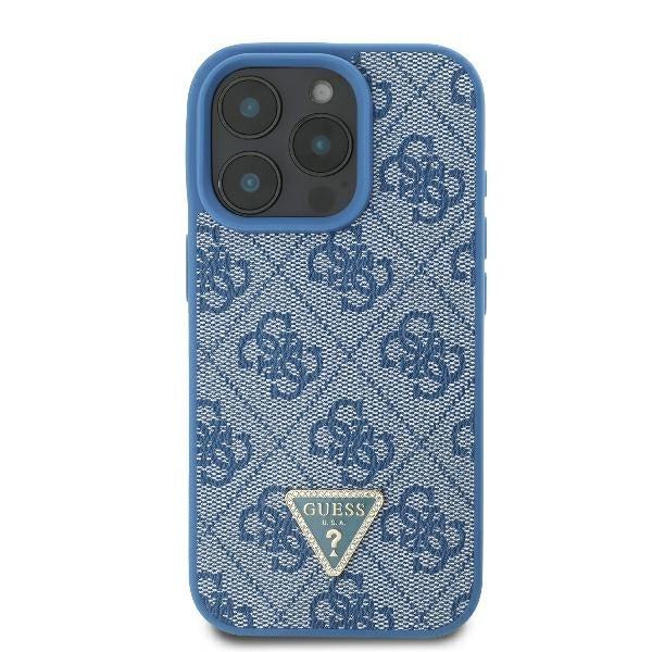 Fodral för Apple iPhone 16 Pro, Guess, Crossbody 4G Triangle Strass, Blå