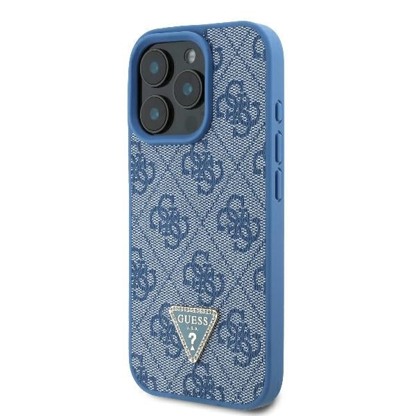 Fodral för Apple iPhone 16 Pro, Guess, Crossbody 4G Triangle Strass, Blå